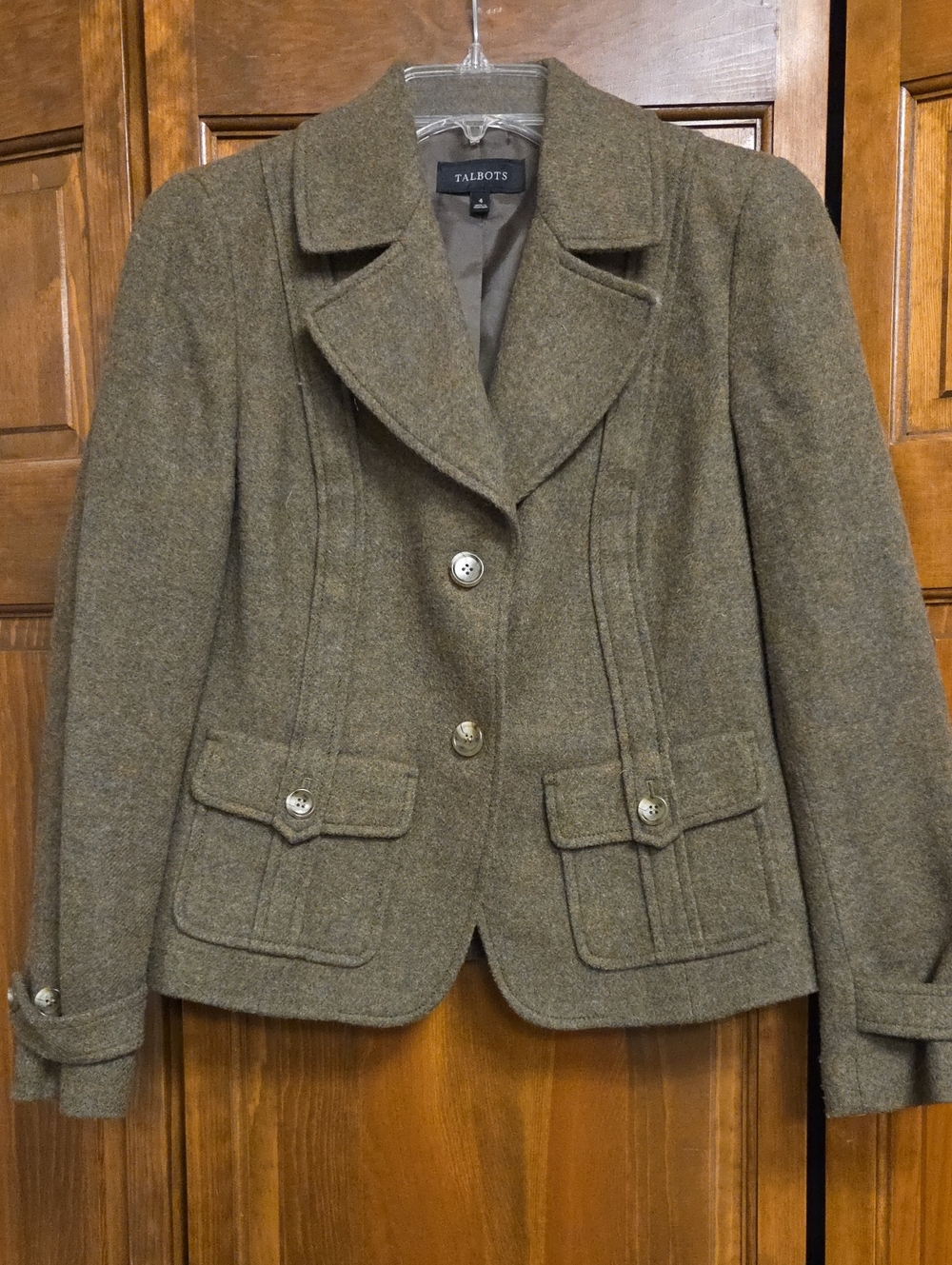 Talbots Olive Brown Wool-Blend Tailored Blazer